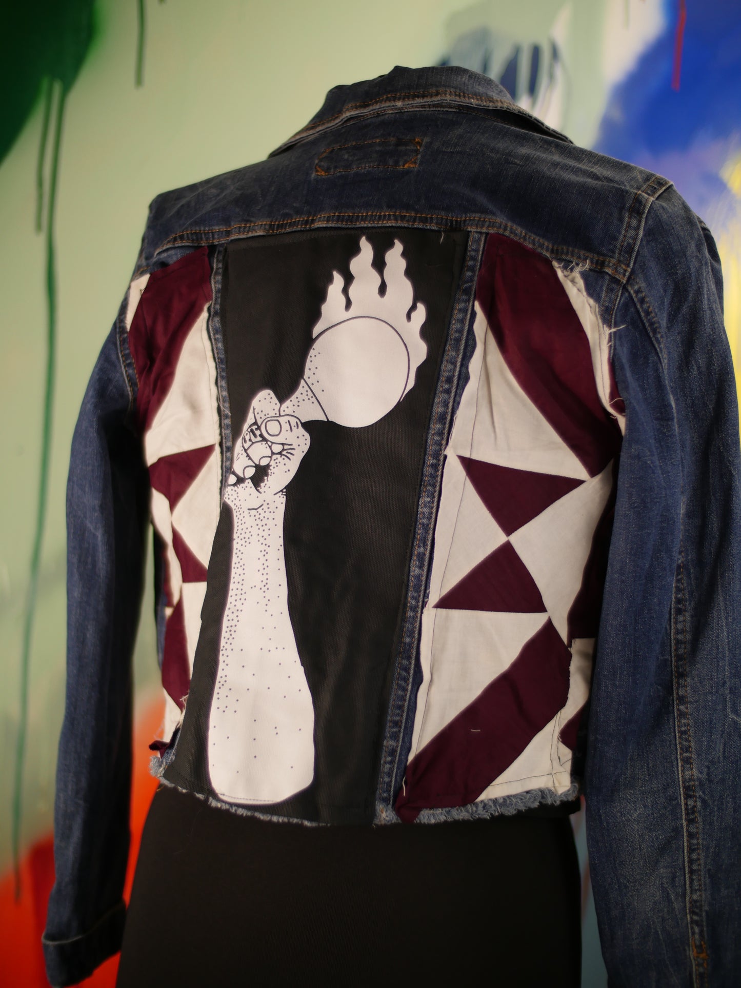 Zeta jacket with hand quilted patches