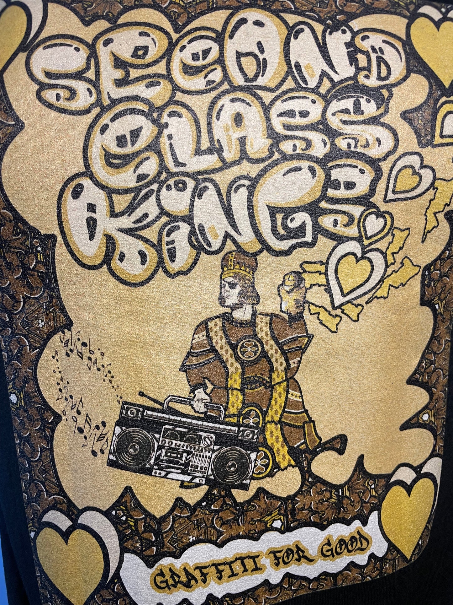 "Graffiti for Good" shirt screen printed by at risk youth