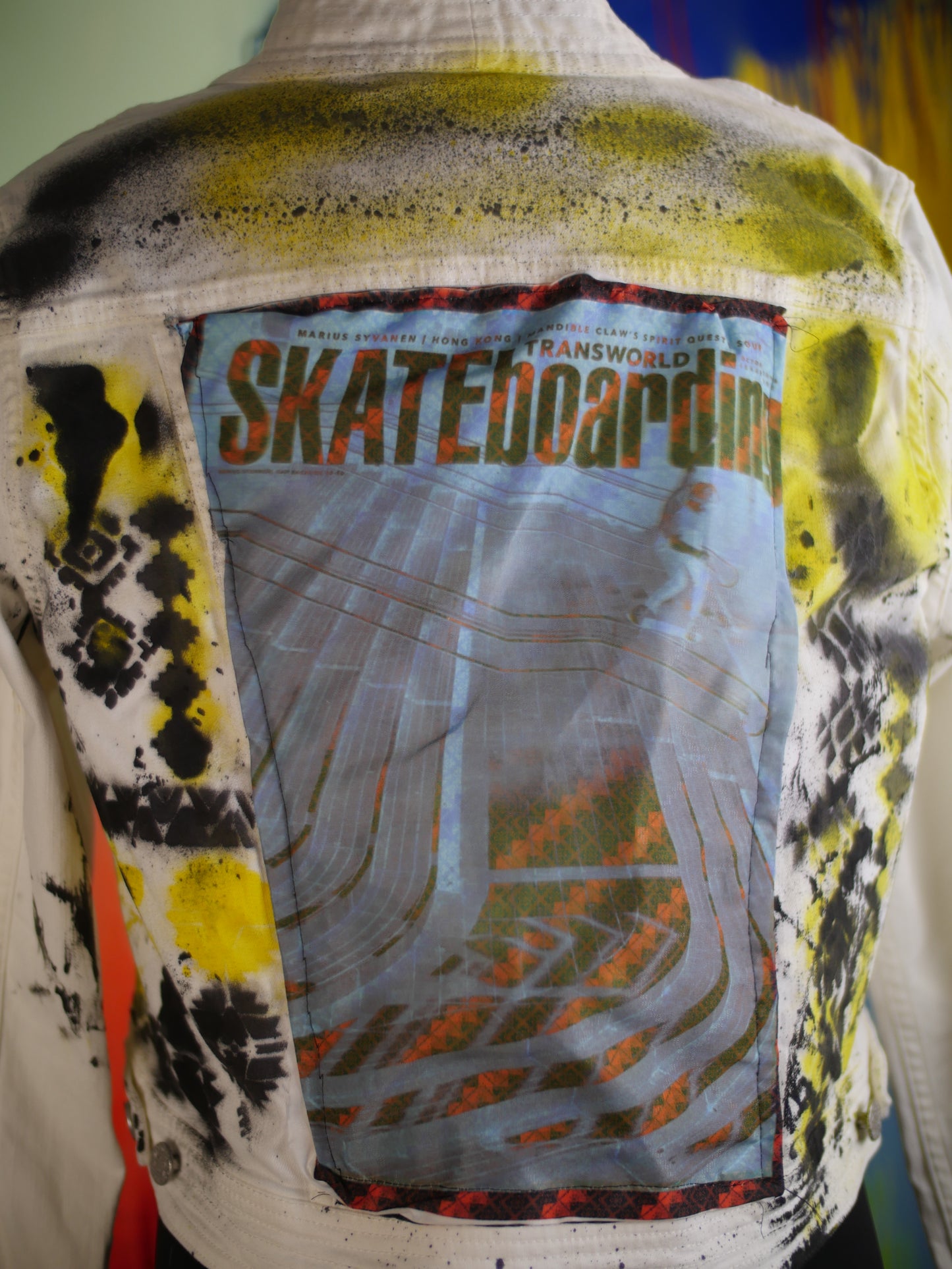 One-of-a-Kind Hand-Painted Custom Skater Denim Jacket – Psychedelic Skateboard Art