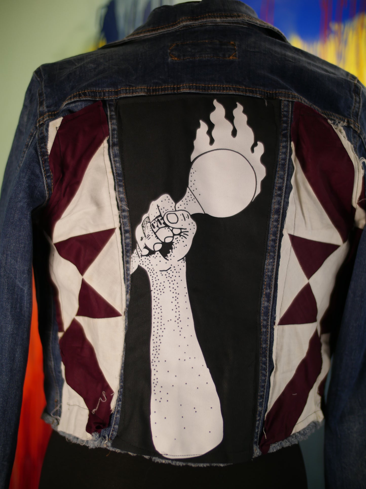 Zeta jacket with hand quilted patches