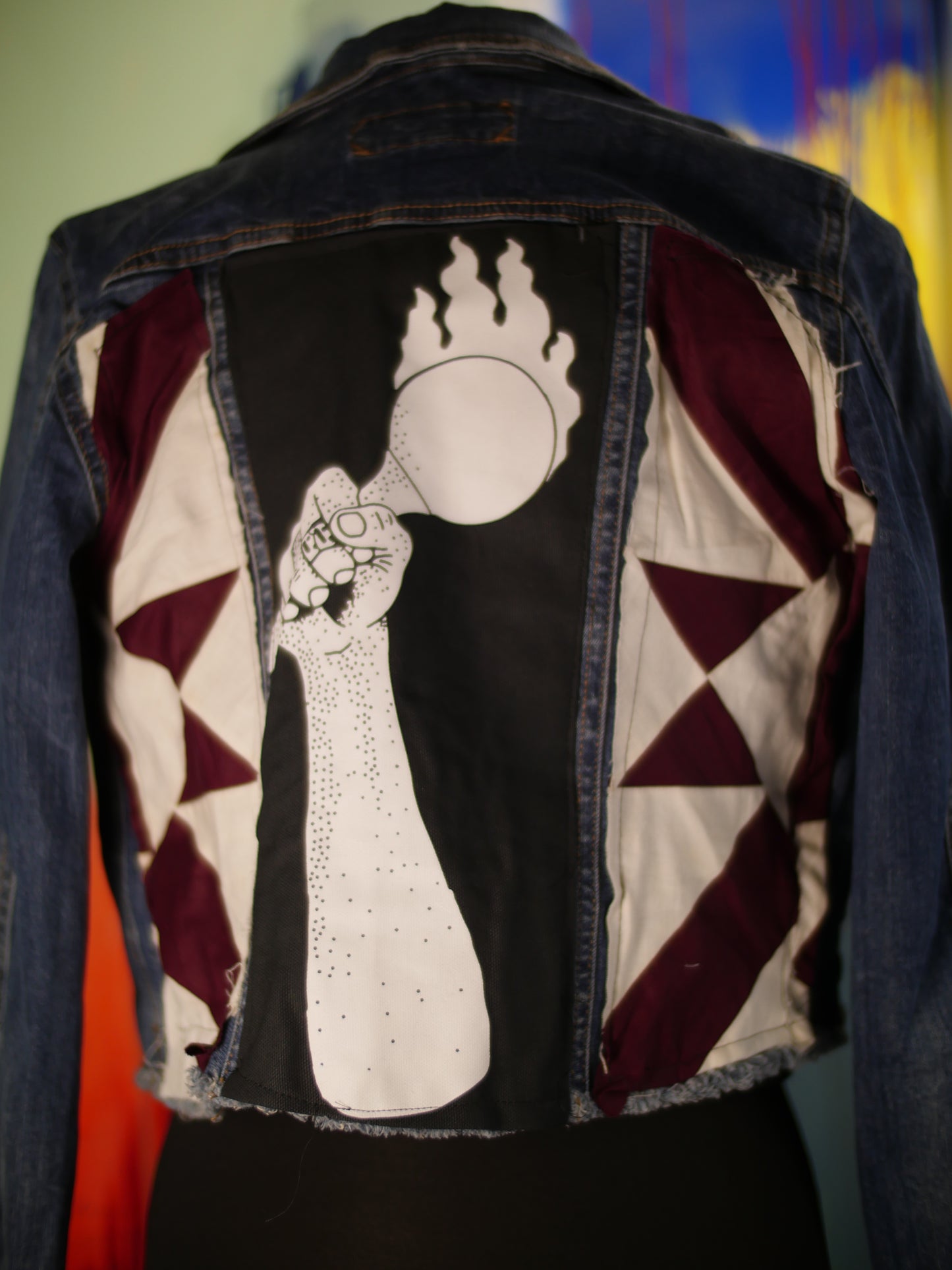 Zeta jacket with hand quilted patches