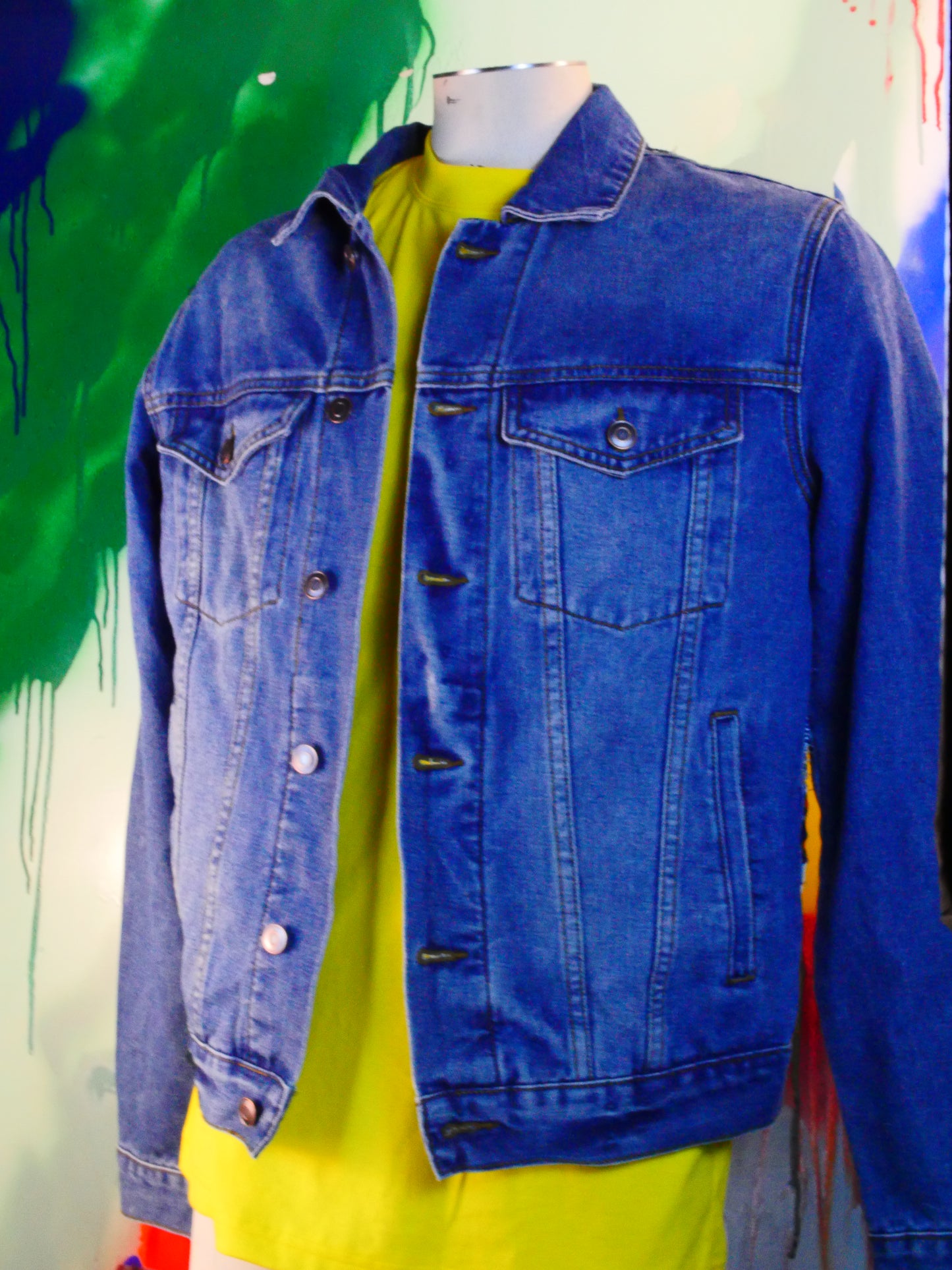 Zeta Fusion Denim Jacket – Latin American Art Meets African Wax Print