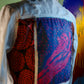 PINK Hand White Denim Jacket with African Fabric & Art Print