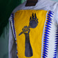 Custom Denim Zeta Jacket with African border and cuffs