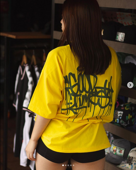 ABC Clothing Graffiti Drip T-Shirt: Canary Yellow Streetwear Style